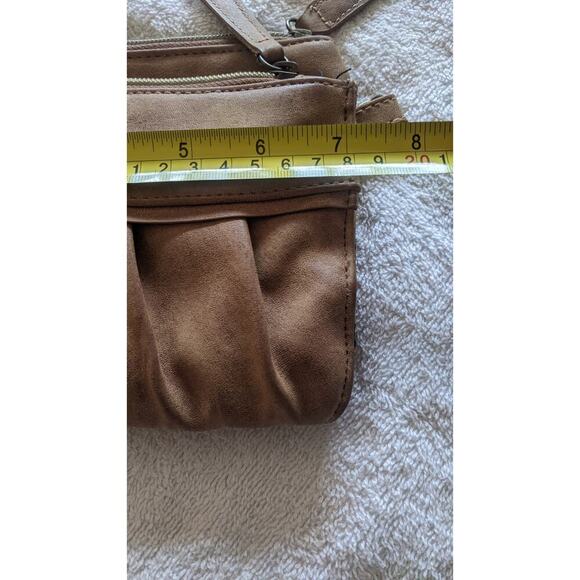 Vegan Leather Light Brown Small Crossbody Purse Zip Closure Adjustable Strap Y2K - Picture 10 of 11